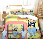 Bluey Quilt Bedding Set 3D, Bluey Family Duvet Cover Fold Hem Bedding Set Pillowcase Quilt Single - Image 4