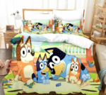 Bluey Quilt Bedding Set 3D, Bluey Family Duvet Cover Fold Hem Bedding Set Pillowcase Quilt Single - Image 5