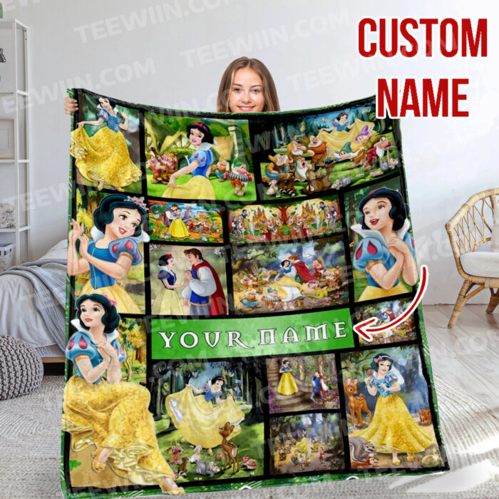 Personalized Snow White and the Seven Dwarfs Blanket, Disney Custom Name Blanket - Image 2