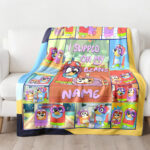 Personalized Bluey Family Baby Blanket, Bluey Family Soft Blankets, Bluey and Bingo Birthday Blanket, Bluey Family Blanket for Kid - Image 3