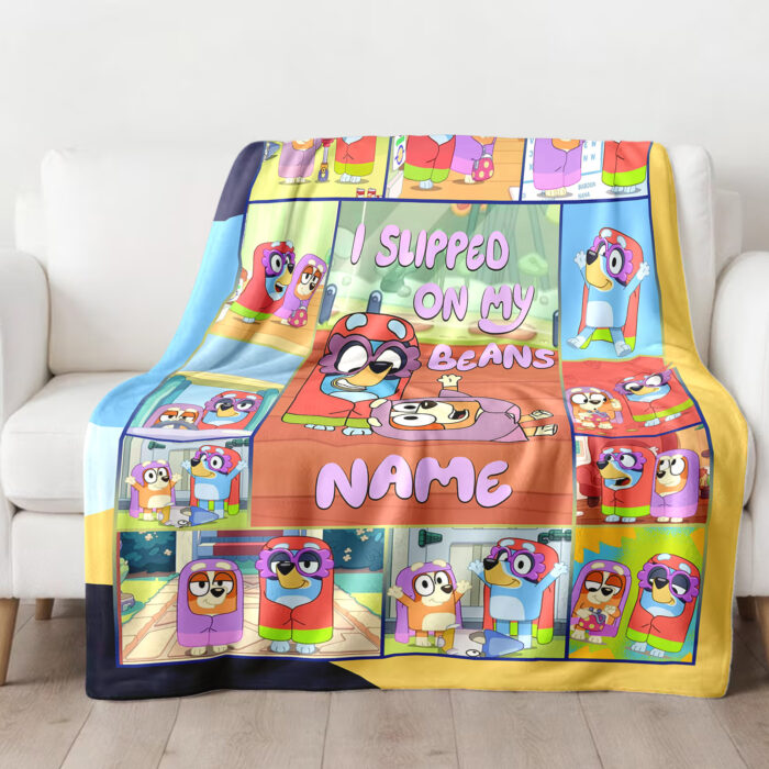 Personalized Bluey Family Baby Blanket, Bluey Family Soft Blankets, Bluey and Bingo Birthday Blanket, Bluey Family Blanket for Kid - Image 3