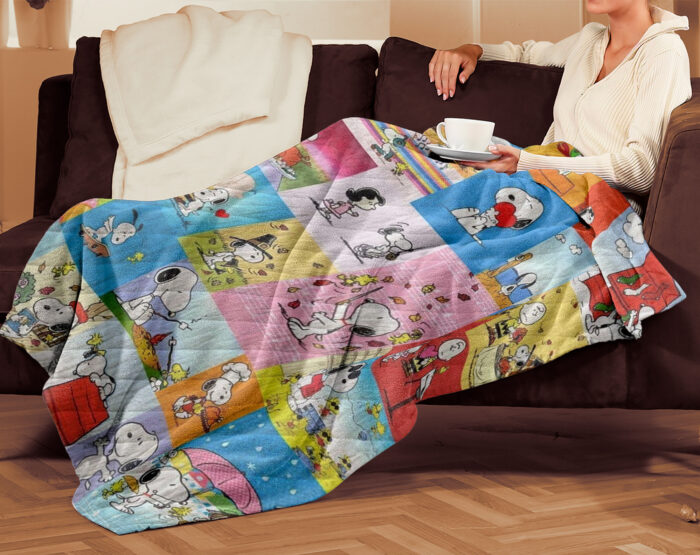 Personalized Snoopy The Peanuts, Custom Name Snoopy Blanket, Baby Shower Blanket - Image 4