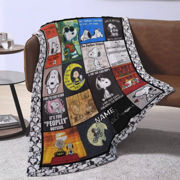 Personalized Snoopy The Peanuts, Custom Name Snoopy Blanket, Baby Shower Blanket - Image 2