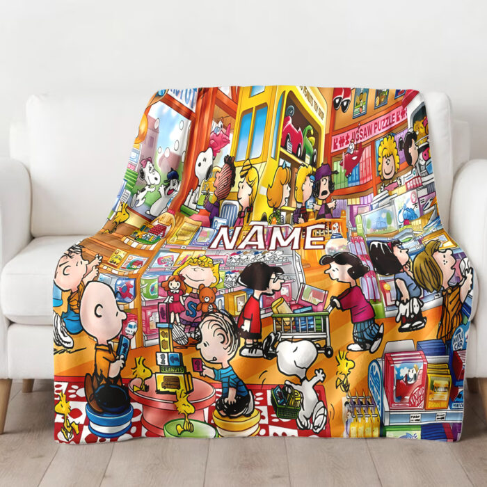 Personalized Snoopy The Peanuts, Custom Name Snoopy Blanket, Baby Shower Blanket - Image 2