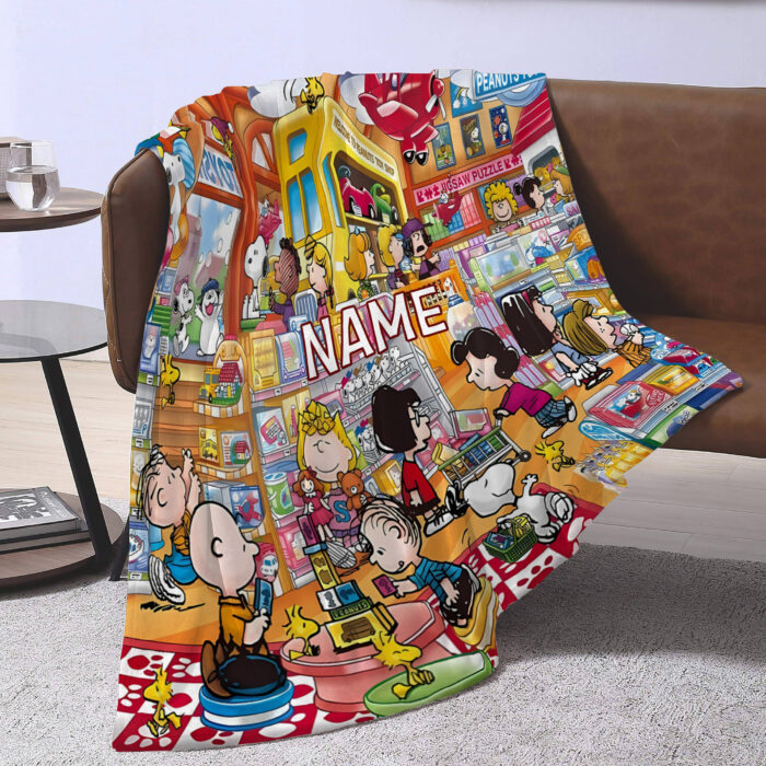 Personalized Snoopy The Peanuts, Custom Name Snoopy Blanket, Baby Shower Blanket - Image 3