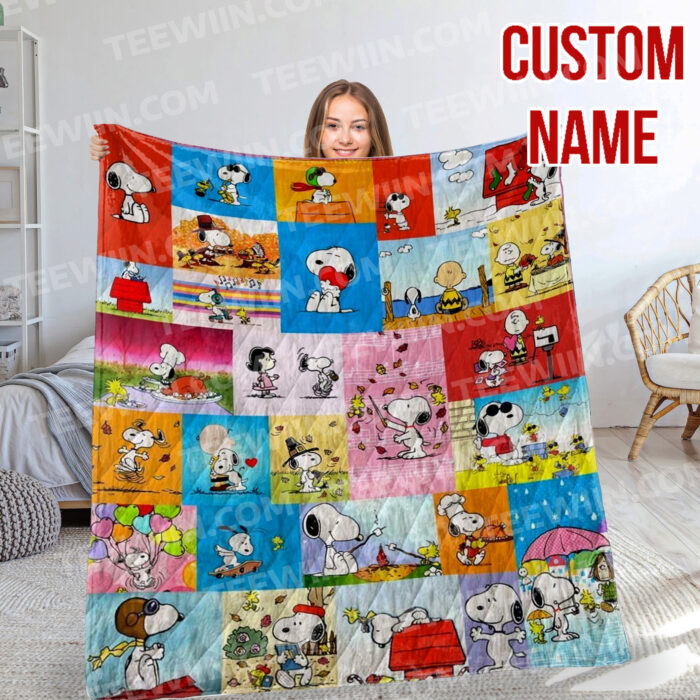 Personalized Snoopy The Peanuts, Custom Name Snoopy Blanket, Baby Shower Blanket - Image 8