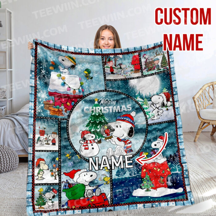 Personalized Snoopy The Peanuts, Custom Name Snoopy Blanket, Baby Shower Blanket - Image 7