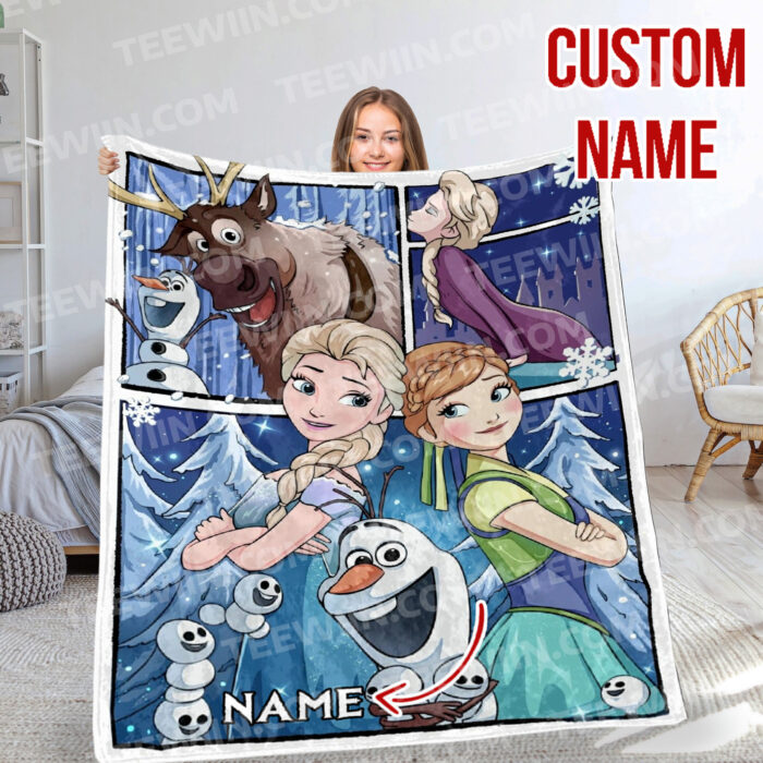 Personalized Family Frozen Elsa Queen Fleece Blanket Elsa Soft Blankets, Custom name Blanket for Kid - Image 9