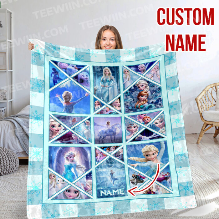 Personalized Family Frozen Elsa Queen Fleece Blanket Elsa Soft Blankets, Custom name Blanket for Kid - Image 5