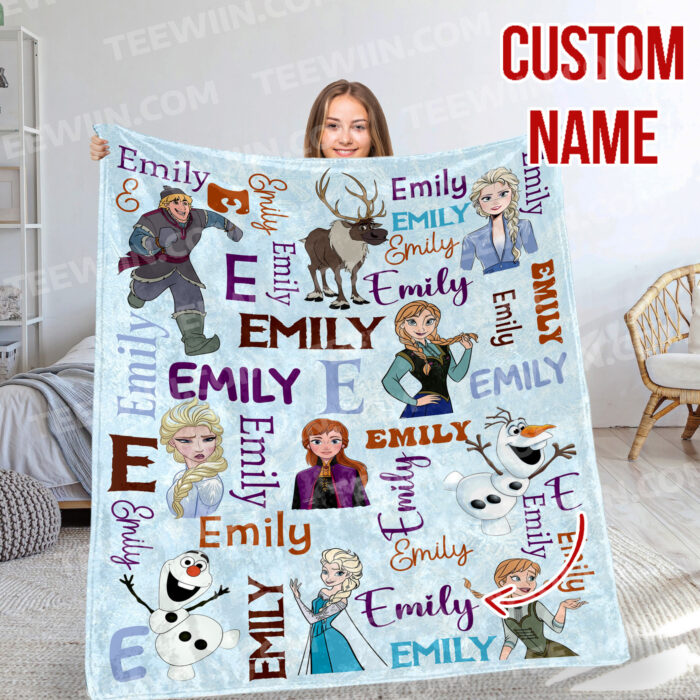 Personalized Family Frozen Elsa Queen Fleece Blanket Elsa Soft Blankets, Custom name Blanket for Kid - Image 3