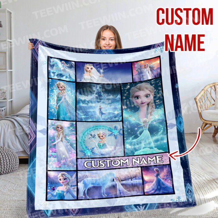 Personalized Family Frozen Elsa Queen Fleece Blanket Elsa Soft Blankets, Custom name Blanket for Kid - Image 6