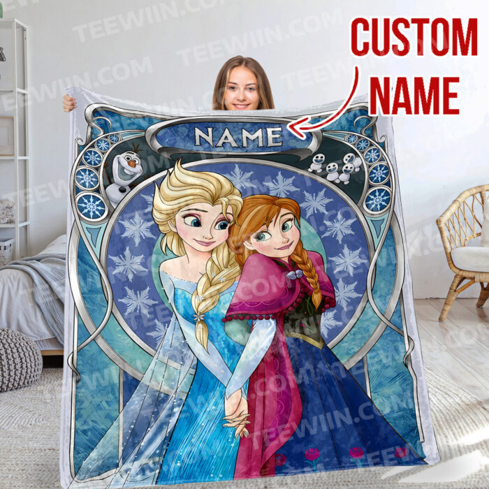 Personalized Family Frozen Elsa Queen Fleece Blanket Elsa Soft Blankets, Custom name Blanket for Kid - Image 7