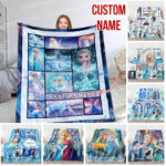 Personalized Family Frozen Elsa Queen Fleece Blanket Elsa Soft Blankets, Custom name Blanket for Kid