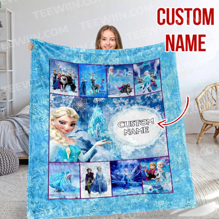 Personalized Family Frozen Elsa Queen Fleece Blanket Elsa Soft Blankets, Custom name Blanket for Kid - Image 2