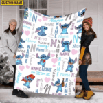 Personalized Name Cute Lilo & Stitch Blanket, Disney Stitch Blanket, Funny Stitch Blanket, Stitch Lovers, Christmas Gift, Gift For Kid - Image 4
