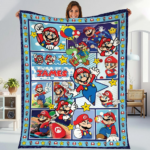 Personalized Super Mario Blanket, Mario Game Fleece Blanket, Mario Birthday Gift, Mario Kids Baby Blanket Mario Luigi Princess Peach Blanket - Image 7