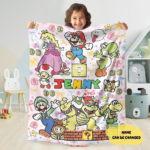 Personalized Super Mario Blanket, Mario Game Fleece Blanket, Mario Birthday Gift, Mario Kids Baby Blanket Mario Luigi Princess Peach Blanket - Image 8