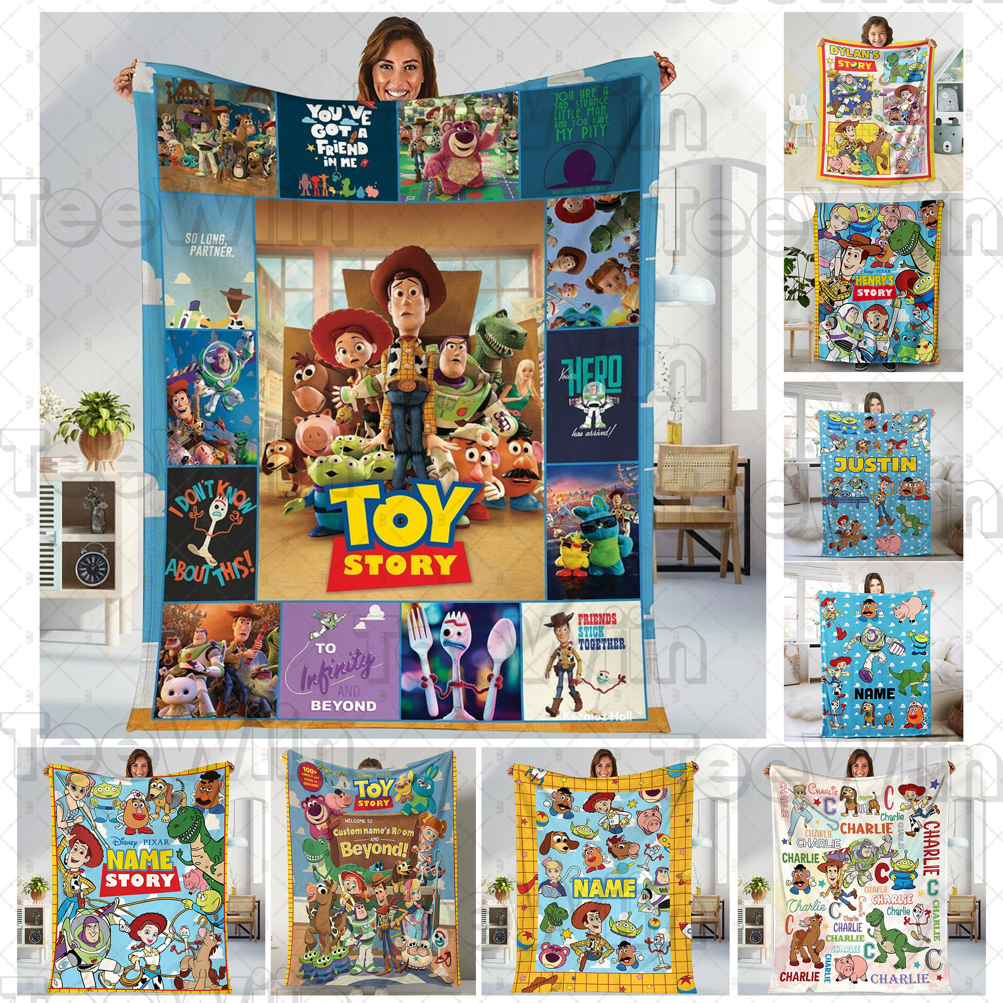 1721362559448.jpg Personalized Disneyland Pixar Toy Story Blanket, Custom Name Baby Girl Boy Blanket, Toy Story Birthday Gift, Birthday Boy, Birthday Girl - Image 1