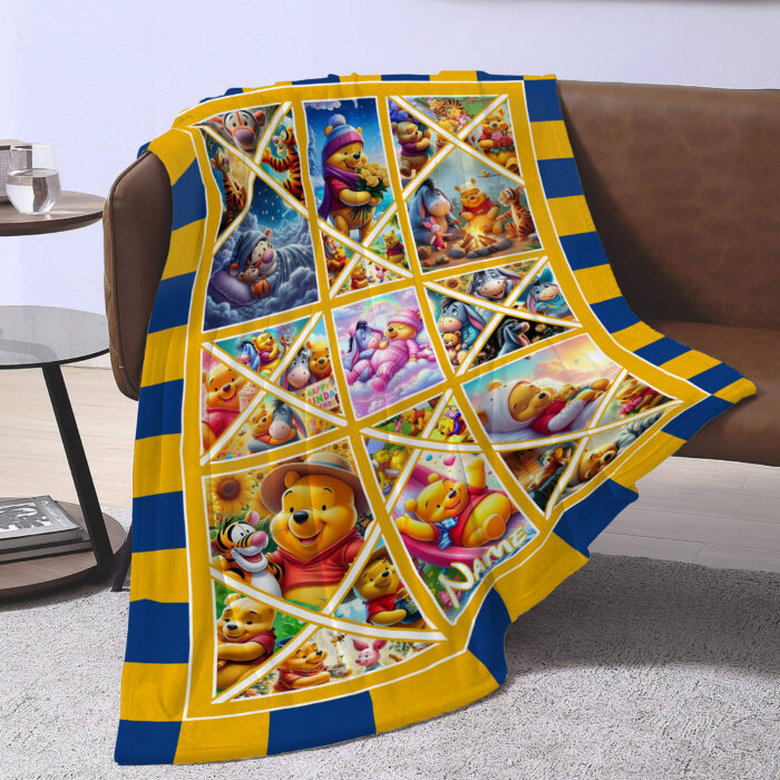 Personalized Winnie The Pooh Blanket, Custom Name Disney Blanket, Baby Shower Blanket - Image 2