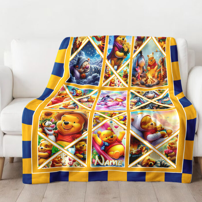 Personalized Winnie The Pooh Blanket, Custom Name Disney Blanket, Baby Shower Blanket - Image 3