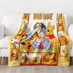 Personalized Family Winnie The Pooh Blanket, Custom Name Disney Blanket, Baby Shower Blanket - Image 2
