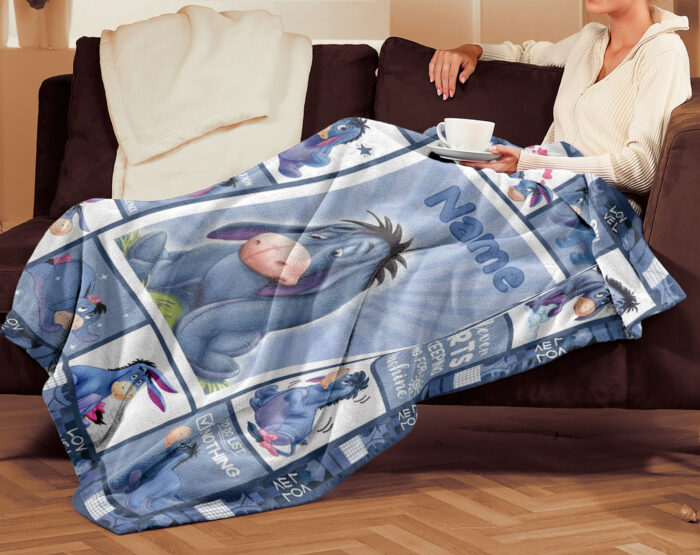 Personalized Family Winnie The Pooh Blanket, Custom Name Eeyore Blanket, Baby Shower Blanket - Image 4