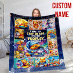 Personalized Family Winnie The Pooh Blanket, Custom Name Disney Blanket, Baby Shower Blanket