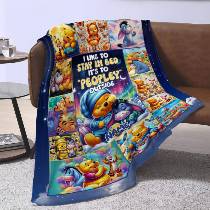Personalized Family Winnie The Pooh Blanket, Custom Name Disney Blanket, Baby Shower Blanket - Image 2