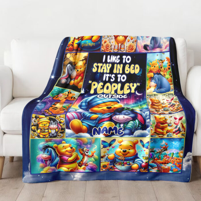 Personalized Family Winnie The Pooh Blanket, Custom Name Disney Blanket, Baby Shower Blanket - Image 3