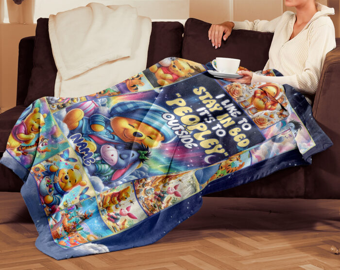 Personalized Family Winnie The Pooh Blanket, Custom Name Disney Blanket, Baby Shower Blanket - Image 4