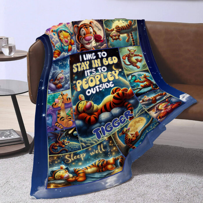 Personalized Family Winnie The Pooh Blanket, Custom Name Tigger Disney Blanket, Baby Shower Blanket - Image 2