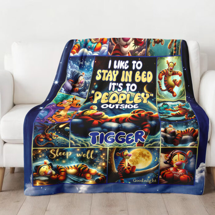 Personalized Family Winnie The Pooh Blanket, Custom Name Tigger Disney Blanket, Baby Shower Blanket - Image 3