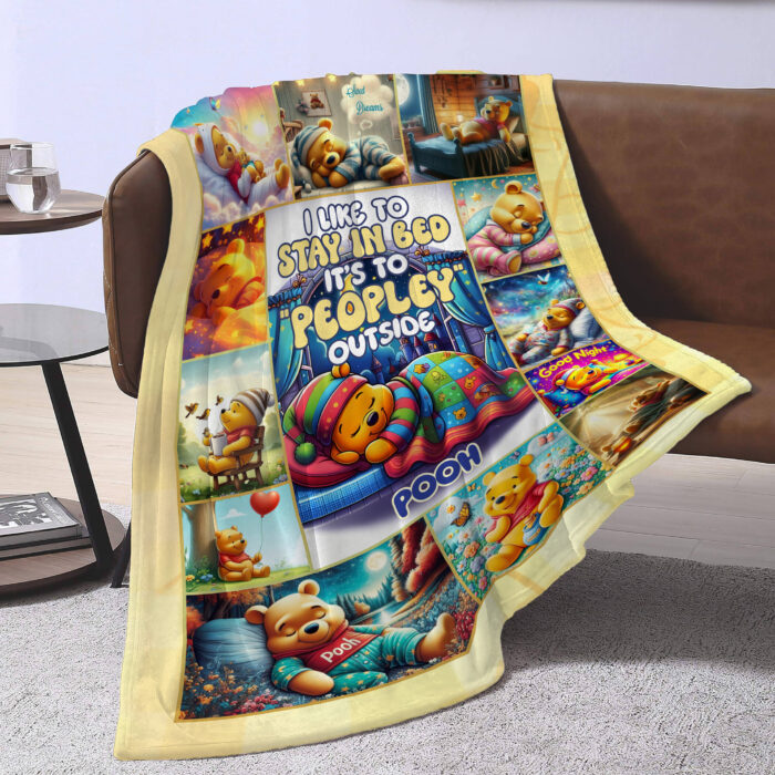 Personalized Family Winnie The Pooh Blanket, Custom Name Disney Blanket, Baby Shower Blanket - Image 3