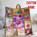 Personalized Family Winnie The Pooh Blanket, Custom Name Piglet Disney Blanket, Baby Shower Blanket