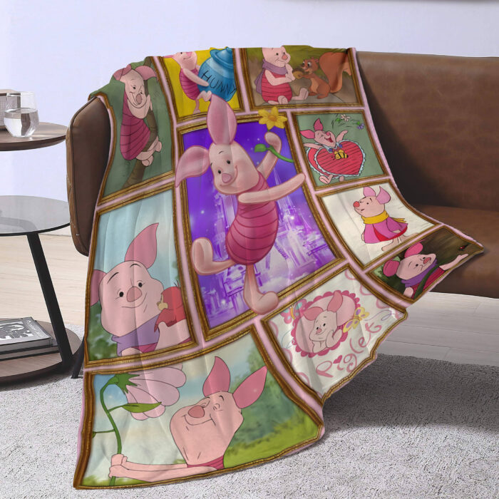 Personalized Family Winnie The Pooh Blanket, Custom Name Piglet Disney Blanket, Baby Shower Blanket - Image 4