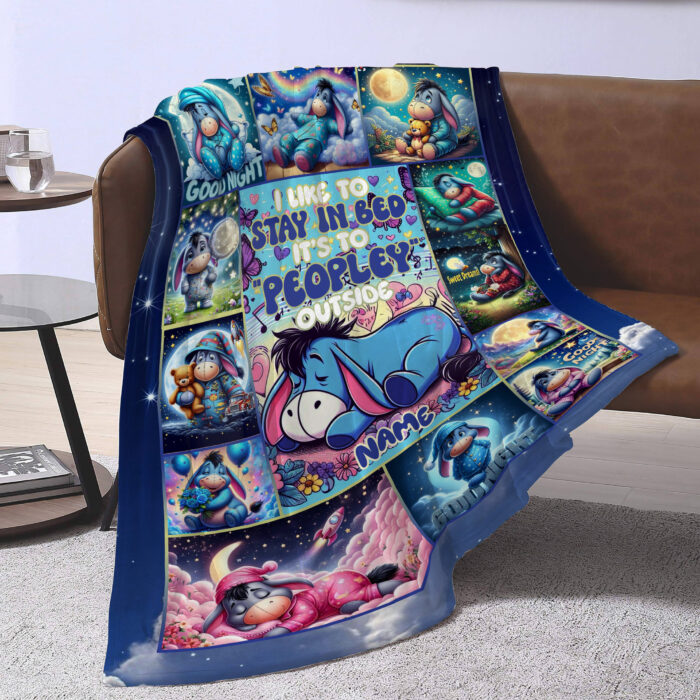 Personalized Family Winnie The Pooh Blanket, Custom Name Eeyore Disney Blanket, Baby Shower Blanket - Image 3