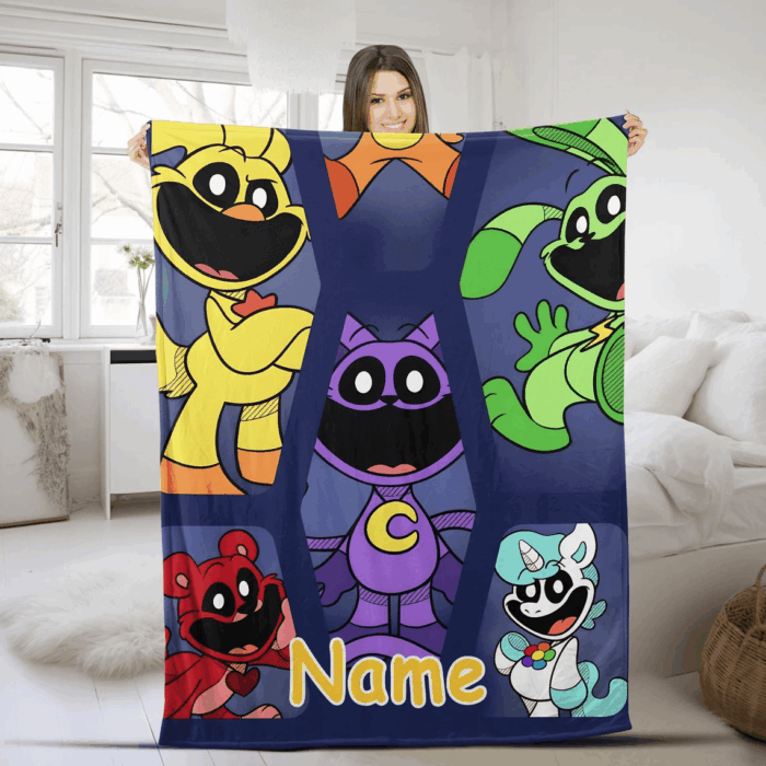 Custom Poppy Playtime Blanket, Mommy Long Legs Blanket, Kissy Missy Kids Bedding Set, Huggy Wuggy Blanket, Gamer Fleece Blanket - Image 3