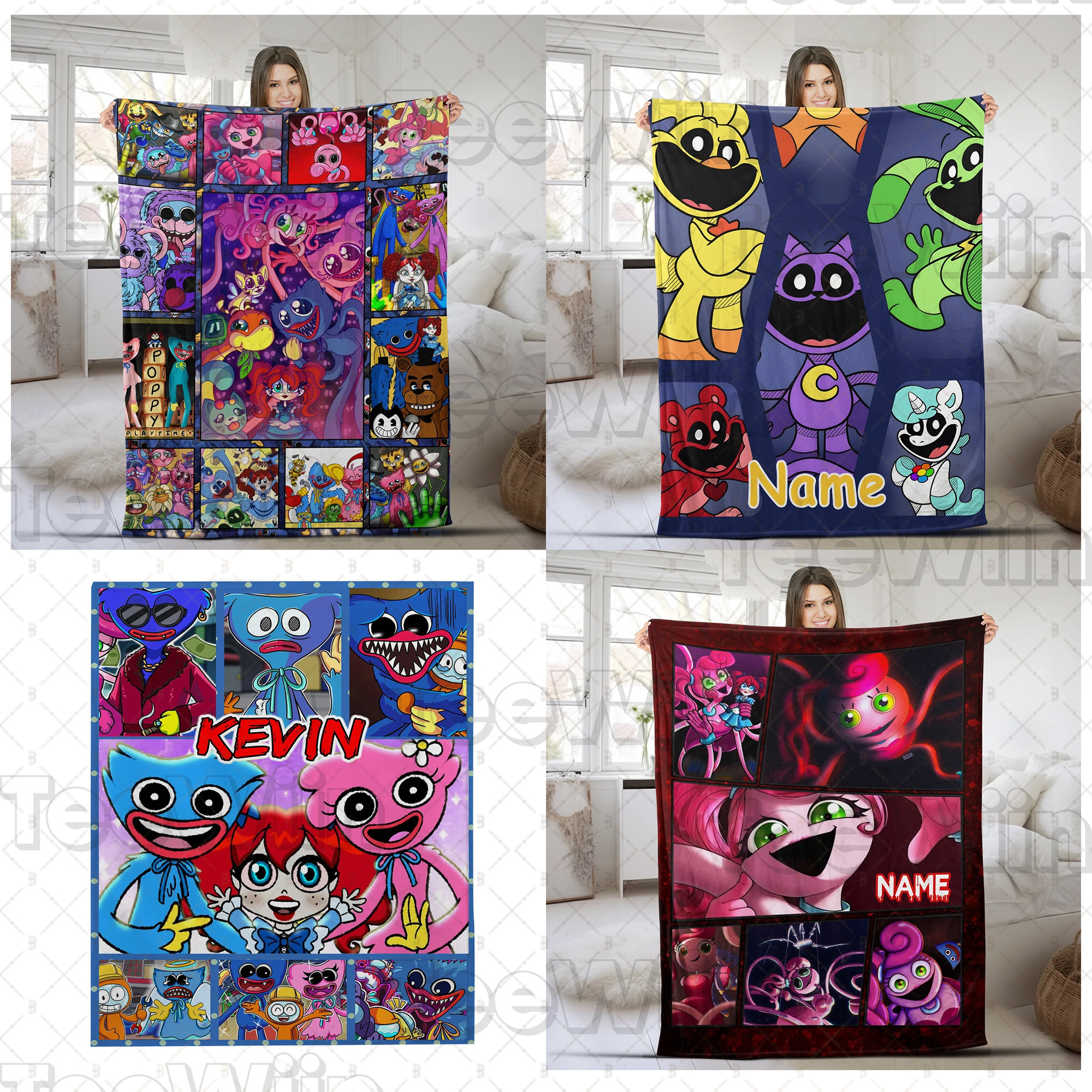 1721632124121.jpg Custom Poppy Playtime Blanket, Mommy Long Legs Blanket, Kissy Missy Kids Bedding Set, Huggy Wuggy Blanket, Gamer Fleece Blanket - Image 1