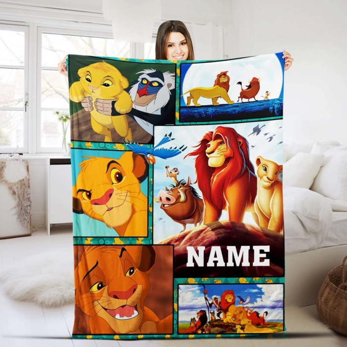 Personalized Lion King Blanket, Lion King Birthday Gift, Lion King Bedding, Personalized Baby Blanket, Baby Name Blanket, Lion King - Image 2