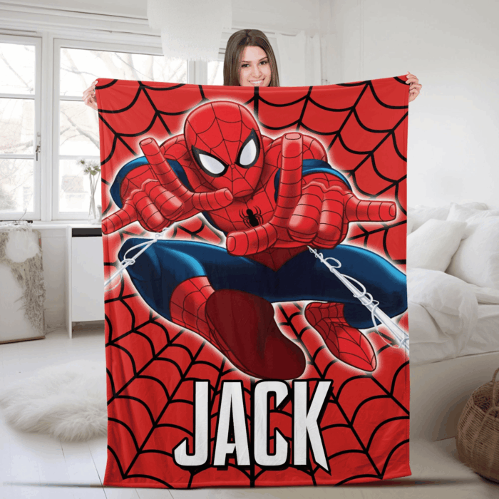 Personalized Spiderman Blanket, Spider Man Fleece Blanket, Spiderman Birthday Gift, Spider man across the spiderverse, Blanket Quilt - Image 3