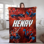 Personalized Spiderman Blanket, Spider Man Fleece Blanket, Spiderman Birthday Gift, Spider man across the spiderverse, Blanket Quilt - Image 2