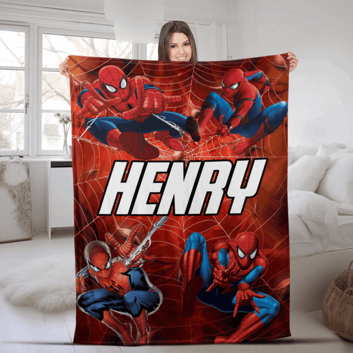 Personalized Spiderman Blanket, Spider Man Fleece Blanket, Spiderman Birthday Gift, Spider man across the spiderverse, Blanket Quilt - Image 2
