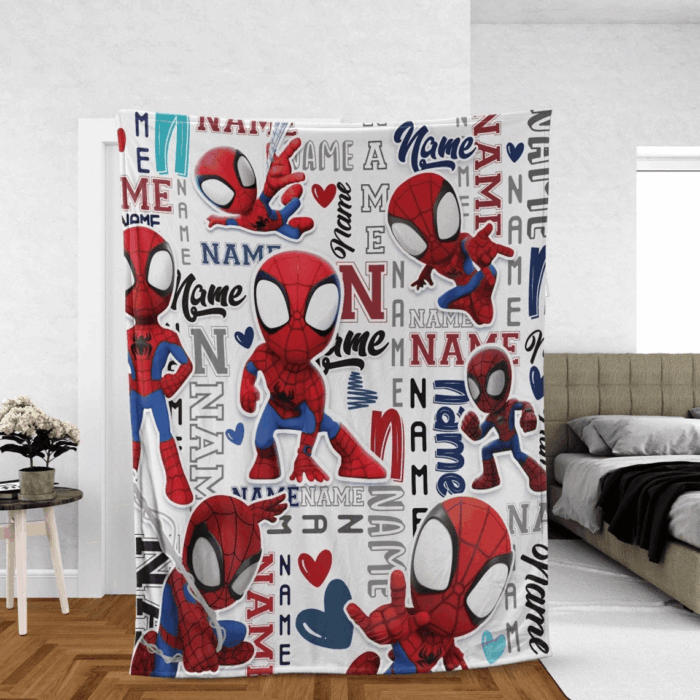 Personalized Name Blanket, Spider Man Friends Blanket, Super Hero Blanket, Custom Hero Name Blanket, Superhero Baby Blanket - Image 9