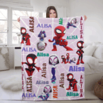 Personalized Name Blanket, Spider Man Friends Blanket, Super Hero Blanket, Custom Hero Name Blanket, Superhero Baby Blanket - Image 6