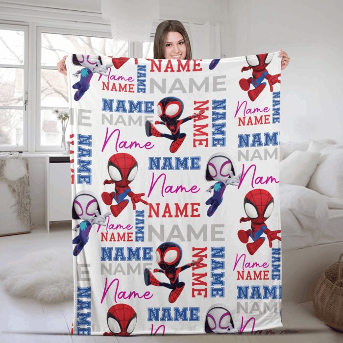 Personalized Name Blanket, Spider Man Friends Blanket, Super Hero Blanket, Custom Hero Name Blanket, Superhero Baby Blanket - Image 8
