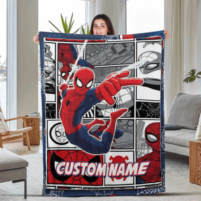 Personalized Name Blanket, Spider Man Friends Blanket, Super Hero Blanket, Custom Hero Name Blanket, Superhero Baby Blanket - Image 4