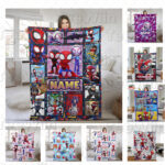 Personalized Name Blanket, Spider Man Friends Blanket, Super Hero Blanket, Custom Hero Name Blanket, Superhero Baby Blanket