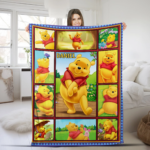 Personalized Watercolor Winnie the Pooh blanket, Pooh Bear and friends blanket, Birthday gift for her/him, Kids Adults blanket - Image 9