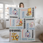 Personalized Watercolor Winnie the Pooh blanket, Pooh Bear and friends blanket, Birthday gift for her/him, Kids Adults blanket - Image 7