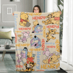 Personalized Watercolor Winnie the Pooh blanket, Pooh Bear and friends blanket, Birthday gift for her/him, Kids Adults blanket - Image 5